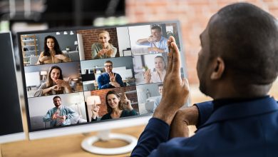 Disabled Deaf Man In Video Conference Call